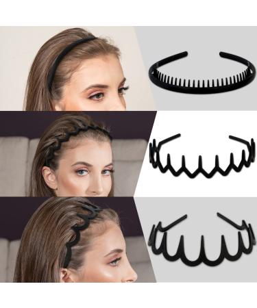 WHAVEL 6 PCS Non Slip Plastic Headbands for Women - Black Zig Zag Wavy Headbands with Teeth Comb - Effortless Hair Bands for Women, Men, Teen Girls - Buy Online on GoSupps.com