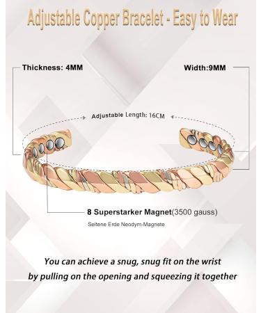 Buy 16.5 cm Three-Color Braided Copper Bracelets for Women - Pain Relief & Healing Magnetic Jewelry Gift - Buy Online on GoSupps.com
