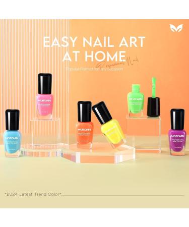 Morovan Neon Nail Polish Set - Quick Dry Vibrant Colors | 6 Bright Shades | Glossy Fingernail Polish Kit | Perfect Summer Gift for Women - Buy Online on GoSupps.com