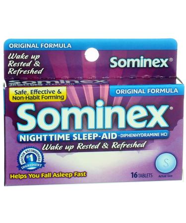 Sominex Nighttime Sleep-Aid with Diphenhydramine HCl 25 mg Original Formula 16 Tablets (Pack of 1)
