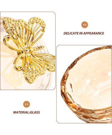 Baluue Dappen Dish Golden Apple Shaped Glass Crystal Dappen Dish Cup Nail Art Liquid Powder Nail Crystal Bowl with Butterfly Top Lid for Nail Art Manicure - Buy Online on GoSupps.com