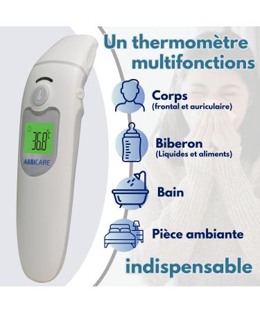 Abbicare Multifunctional Ear Thermometer | Fast & Precise 1-Second Contactless | Ideal for Babies | Professional Infrared Thermometer for Home Use - Buy Online on GoSupps.com