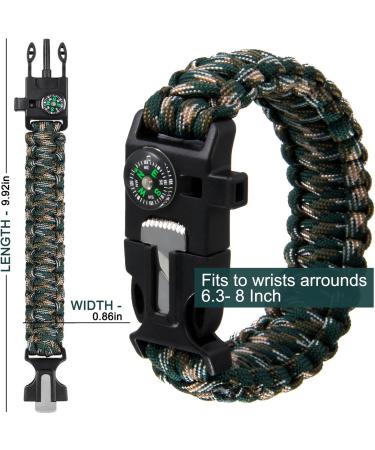 Zsmjaer Survival Bracelet Set - 2-Piece Multifunction Paracord with Flint Pipe and Compass for Outdoor Adventures Black-Green - Buy Online on GoSupps.com