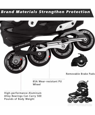 Adult 4 Wheel Speed Inline Roller Skates - High Performance Fitness Racing Skates - Black - Men 9-9.5/Women 9.5-10/26-26.5cm - Buy Online on GoSupps.com