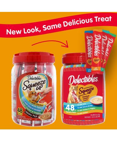 Hartz Delectables Squeeze Up Wet Cat Treats 48-Count Variety Pack for Adult & Senior Cats - 0.5 oz Each - Buy Online on GoSupps.com