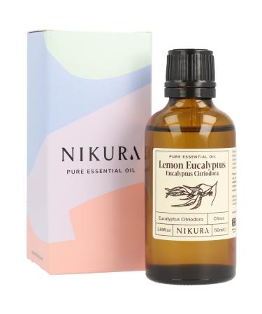 Nikura Lemon Eucalyptus (Eucalyptus Citriodora) Essential Oil - 50ml | 100% Pure Natural Oils | Perfect for Aromatherapy | Great for Repelling Insects Decongestant Clean Home | Vegan & UK Made