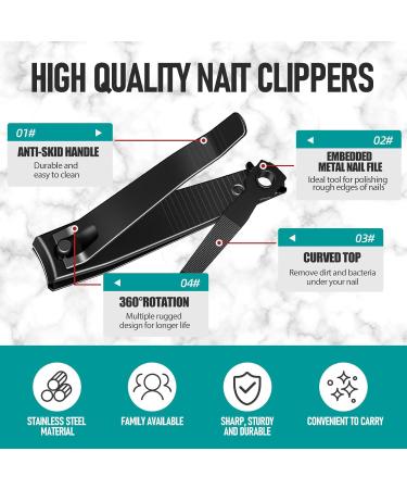 Xnourney Heavy Duty Nail Clippers Set - Stainless Steel, Ultra Sharp Fingernail and Toenail Cutters with Nail File for Men & Women - Buy Online on GoSupps.com