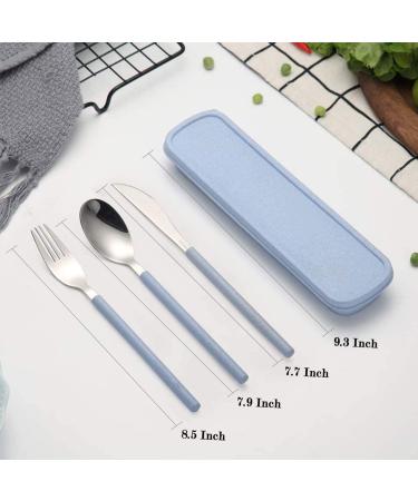 Portable Travel Utensils Set - Reusable Stainless Steel Cutlery with Case for Lunch Box, Travel, and Camping (Green+Blue) - Buy Online on GoSupps.com