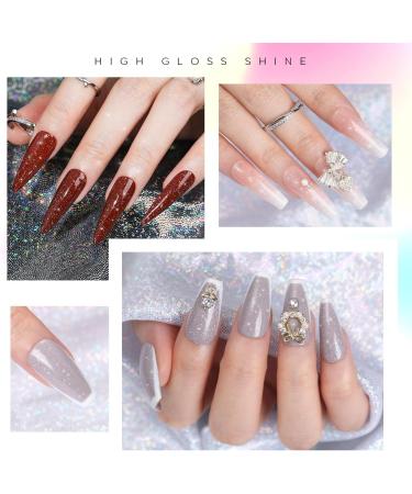 Modelones Glitter Gel Top Coat 10ml Iridescent Silver Mix Glitter Gel Polish No Wipe Top Coat Glossy Sparkly Finish Long Lasting Soak Off Rainbow Shimmer Glitter Gel Nail Polish Nail Art Manicure - Buy Online on GoSupps.com