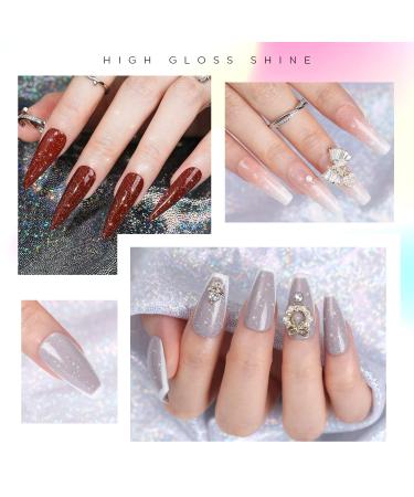 Modelones Iridescent Silver Glitter Gel Top Coat - Long Lasting Sparkly Finish | 10ml Soak Off Rainbow Shimmer Nail Polish - Nail Art Manicure - Buy Online on GoSupps.com