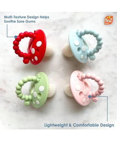 Razbaby Chompy Bite Ring for Infants & Babies | Teething Relief Toy with Massage Bristles | BPA-Free | 3 Months+ | Red/Blue - Buy Online on GoSupps.com