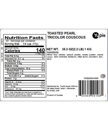 Yupik Toasted Pearl Tricolor Couscous - 2.2 lb. Premium Quality Grain Option - Buy Online on GoSupps.com