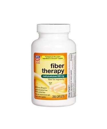 Rite Aid Fiber Therapy Soluble Fiber Supplement - 200 Caplets | 500mg Methylcellulose| Laxatives for Constipation | Constipation Relief | Fiber Pills for Adults | Fiber Supplements for Women and Men