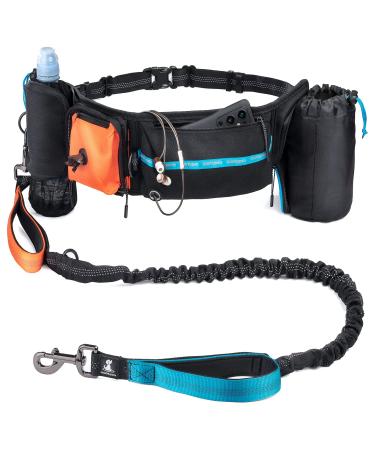 Sparklypets jogging line dogs with belly belt - jogging leash dogs for free hands medium/large dogs - Gassi bag dog with telephone holder feces bag pocket treat bag and bottle holder High quality active set for a dog