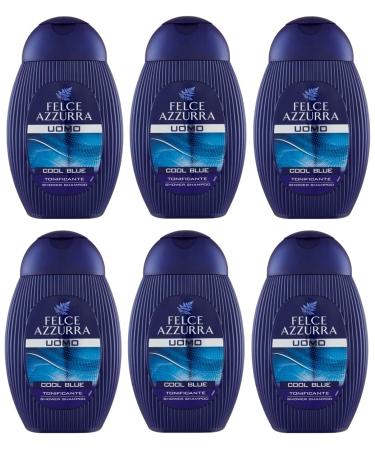 Felce Azzurra 6 x Foug re Azzurra Men's Shower Shampoo Cool Blue Invigorating Shower Shampoo 250 ml