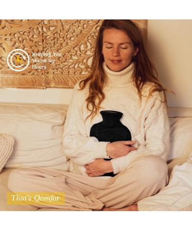 Premium Soft Knitted Cover Hot Water Bottle - 1.8l Large Capacity for Pain Relief and Cosy Nights - Great Gift for Women (Black) - Buy Online on GoSupps.com
