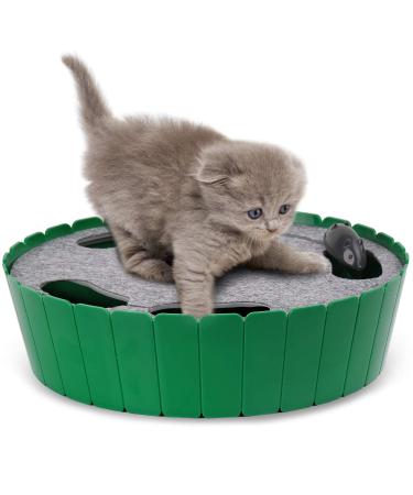 Pawaboo Cat Toy with Running Mouse, Electric Interactive Motion Cat Toy Automatic Rotating Teaser Pop and Play Hide and Seek Hunt Toy for Pet Cat Kitten Play Fun Excercise Green