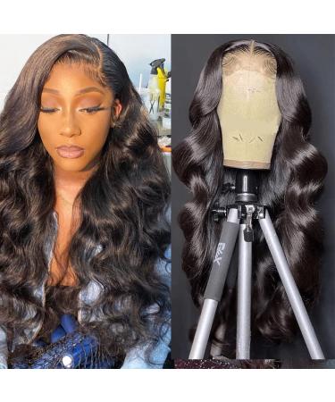 Body Wave Lace Front Wigs Human Hair 180% Density Brazilian Body Wave HD Transparent Lace Closure Wigs for Black Women Free Part Human Hair Pre Plucked with Baby Hair (16 Inch, 4×4 body wave) 16 Inch 180% Density