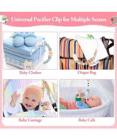 Soft Fexible Pacifier Clip Set - 4 Pack for Newborn Boy and Girl | Binky Holder Clips | Neutral Baby Shower & Christmas Gift - Buy Online on GoSupps.com