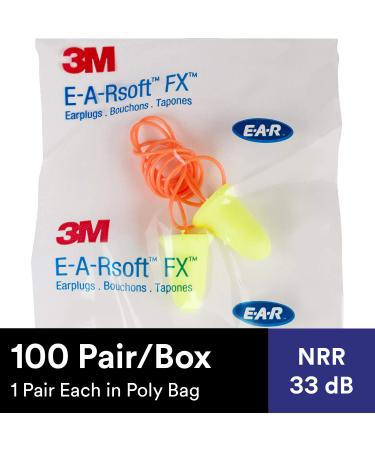 Buy 3M Ear Plugs 100/Box E-A-Rsoft FX 312-1274 Corded Disposable Foam with NRR 33 for Drilling Grinding Machining & Welding - International Shipping - Buy Online on GoSupps.com