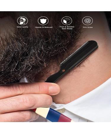 Buy Professional Barber Straight Edge Razor & Fade Brush Set | 5 Blades for Close Shaving & Hair Cutting | Red/White/Blue - Buy Online on GoSupps.com