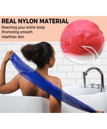 Authentic African Net Sponge - 2 Pack Exfoliating Wash Cloths for Body Scrubbing - Blue & Pink Back Scrubber Shower Bath Accessories - Buy Online on GoSupps.com