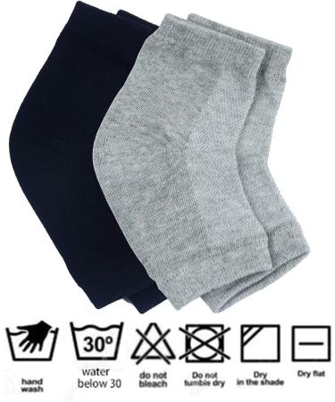 Aokbean Heel Socks - 2 Pairs Moisturizing Gel Socks for Dry Cracked Skin | Open Tip Silicone Foot Care for Men & Women (Black + Gray) - Buy Online on GoSupps.com