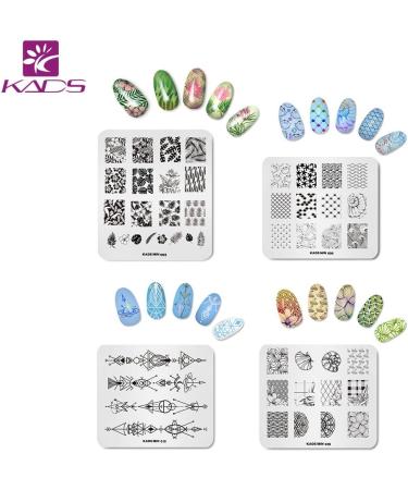 KADS Nail Art Stamping Plate Set - Night Sky, Flower, Beach Designs | 4Pcs Template Image Plates for Salon-quality Nail Designs - Buy Online on GoSupps.com