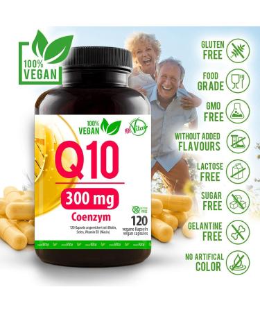 Coenzyme Q10 300mg High-Dose Vegan Capsules - 120 Bioactive Vegetarian Capsules with B3 Biotin & Selenium - Lab Tested for Quality - Buy Online on GoSupps.com