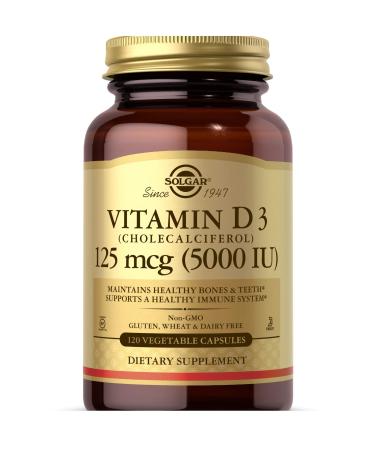 Solgar Vitamin D3 (Cholecalciferol) 125 mcg (5000 IU) 120 Vegetable Capsules