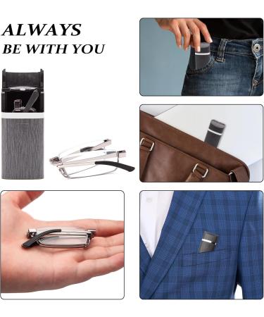 Amorays Foldable Metal Reading Glasses - Portable Anti-Blue Light - 2 Pairs with Hard Shells for Men & Women - Dark Gray & Light Gray +2.00 - Buy Online on GoSupps.com