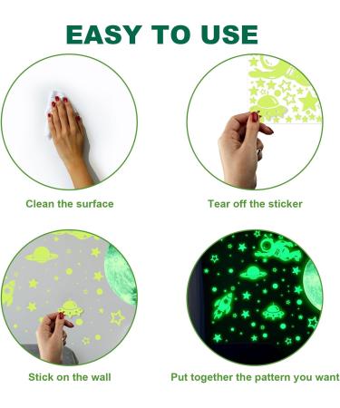 1503pcs Green Glow in The Dark Stars Wall Stickers | Realistic 3D Luminous Stars for Ceiling and Walls | DIY Adhesive Stickers for Baby Bedroom Decoration - Buy Online on GoSupps.com