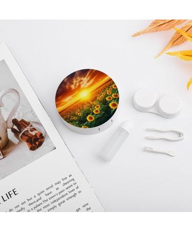 Sunflower Field & Sunset Print Contact Lens Case - Travel-Friendly Lens Care Box - Buy Online on GoSupps.com