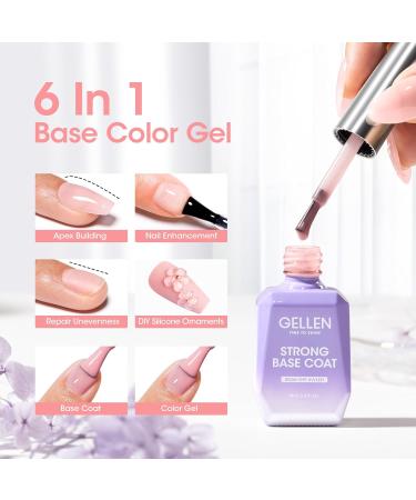Gellen 18ml Rubber Base Nail Gel Soak off UV LED Base Coat Nude Pink Color Gel Nail Polish No Wipe Strengthener Builder Gel Long Lasting Shine & Repair Base Coat - Buy Online on GoSupps.com