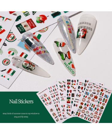 Mexico National Day Nail Art Stickers - 3D Decals for MEX Pride | I Love Mexico Designs - Perfect for Sep 16th Celebrations - Buy Online on GoSupps.com