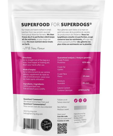 The Dancing Dog Co. Freeze-Dried Raw Liver Dog Treats Human Grade Alberta Protein Made in Canada No Artificial Flavors or Preservatives 50g (Beef Double Pack) Beef 25 g (Pack of 2) - Buy Online on GoSupps.com
