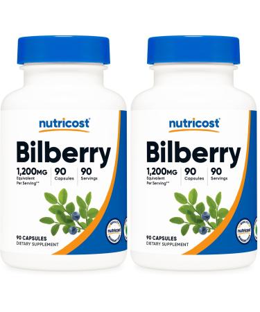 Nutricost Bilberry Capsules 1200mg Equivalent (90 Vegetarian Capsules) - Gluten Free and Non-GMO (Pack of 2)