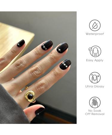 Buy Semi Cured Gel Nail Strips - Long Lasting UV Gel Nail Stickers | 20 Salon Quality Nail Wraps | Black Pearl - International Shipping Available - Buy Online on GoSupps.com