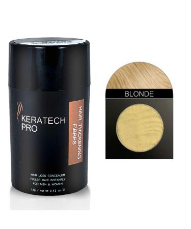Coloured Hair Thickening Fibres by Keratech Pro 12ml | Instantly Fuller and Thicker hair | Advanced 100% Natural Keratin formula | Light Blonde