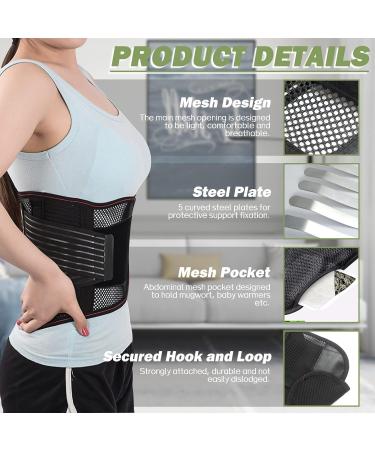 Adjustable Breathable Back Bandage & Waist Support | Mesh Lumbar Decompression Belt for Men & Women - Removable Upholstery Wicking & Comfort (Size M Black) - Buy Online on GoSupps.com