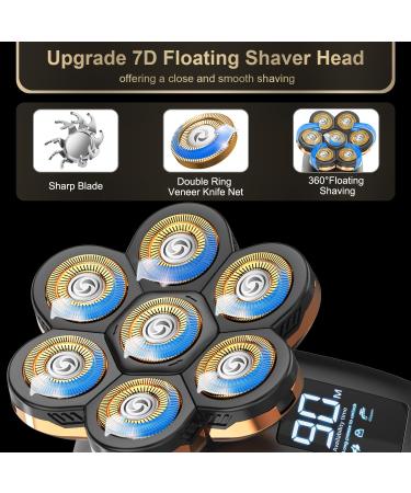 Shop 7D Electric Head Shavers for Bald Men | 5-in-1 Waterproof Rotary Grooming Kit with LED Display - Rechargeable & International Shipping - Buy Online on GoSupps.com