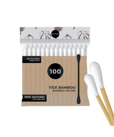 Cotton Swabs 100 Candore Stronger Bamboo Stick Soft Cotton Head Biodegradable - Buy Online on GoSupps.com