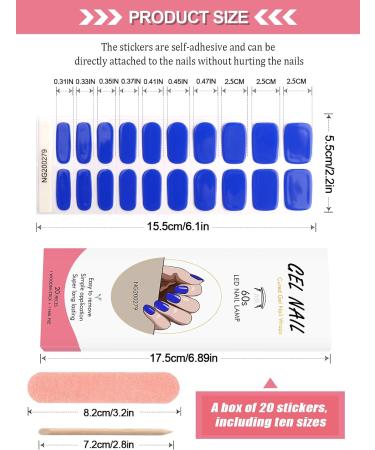 Kalolary 20PCS Nail Adhesive Wrap Nail Gel Polish Strips Full Wraps Nail Polish Stickers Cured Gel Nail Strips Self-Adhesive Gel Nail Wrap Stickers Decals(UV/LED Lamp Required) (Klein Blue) - Buy Online on GoSupps.com