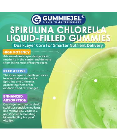 Organic Spirulina & Chlorella Gummies - Probiotic & Super Greens Supplement Superfood Rich in Antioxidants Chlorophyll Protein Essential Amino Acids for Cellular Energy Immunity & Eye 60 Cts - Buy Online on GoSupps.com