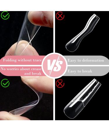 500PC Ballerina Fake Nails | Long Coffin Acrylic Full Cover Tips | 10 Sizes Transparent Artificial Nails for Nail Art - Buy Online on GoSupps.com