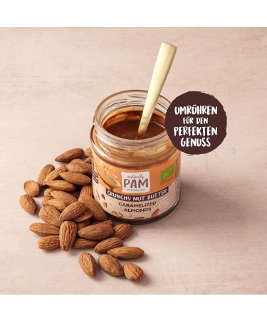 Naturally Pam Crunchy Nut Butter | Organic Almond Peanut Puree with Caramelized Almonds - 6 x 200g | Buy Internationally - Buy Online on GoSupps.com
