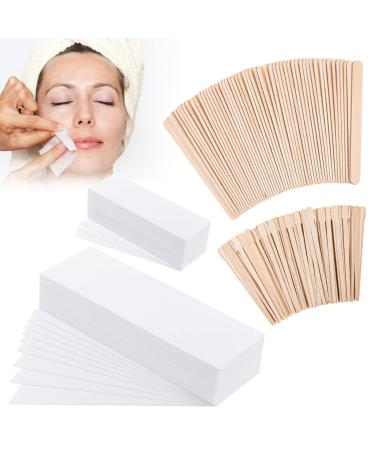 250 pieces of fleece strips for warm wax wax strip paper hair removal with stripes paper paper wax stripes with spatula fleece wax strip face for depilation on face & legs