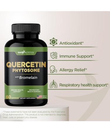 Gade Nutrition Quercetin Phytosome with Bromelain I Highly Purified 95% I 50X Higher Absorption - Most Effective Form of Quercetin Enhanced with Bromelain I Made in USA -Supplement for Men and Women - Buy Online on GoSupps.com