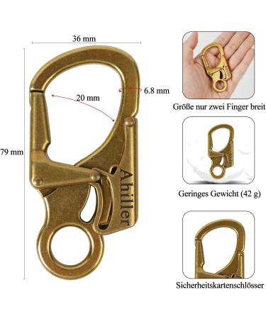 Double Locking 3-Inch Alloy Karabiner - Small Carabiner Hook for Outdoor Climbing Hiking Camping | Brass Copper Key Ranger Style - Buy Online on GoSupps.com