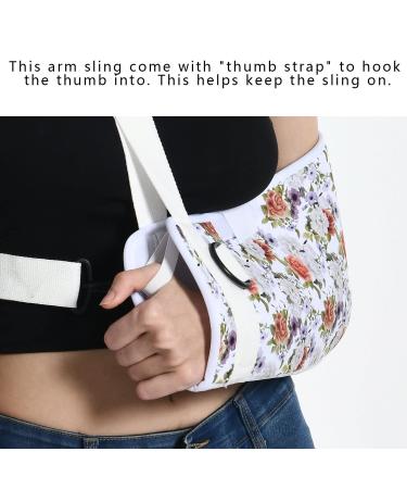 Fotgok Soft Foam Arm Sling with Waist Belt - Shoulder Immobilizer for Women | Strong Support Brace for Shoulder Injury - Breathable Peony Design - Buy Online on GoSupps.com